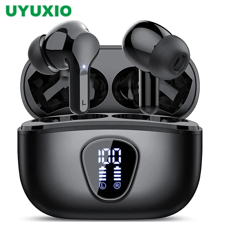 New Wireless Earbuds Bluetooth 5.3 HiFi Stereo Earbuds with ENC Noise Cancelling, IP7 Waterproof, 48H LED Display Charging Case, Deep Bass Wireless Earbuds with Microphone