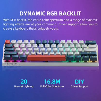 K500-B61 Machenike mini mehanička tipkovnica, format 60%, 61 tipka, gaming tipkovnica, žična, potpuno hot-swappable, RGB pozadinsko osvjetljenje
