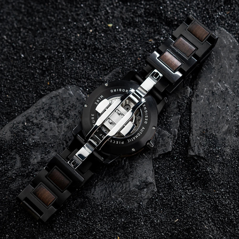 Automatic Mechanical Watch BOBO BIRD New Top Business Men Wooden Wristwatch Unique Custom Engraved Watches Christmas Gift Box