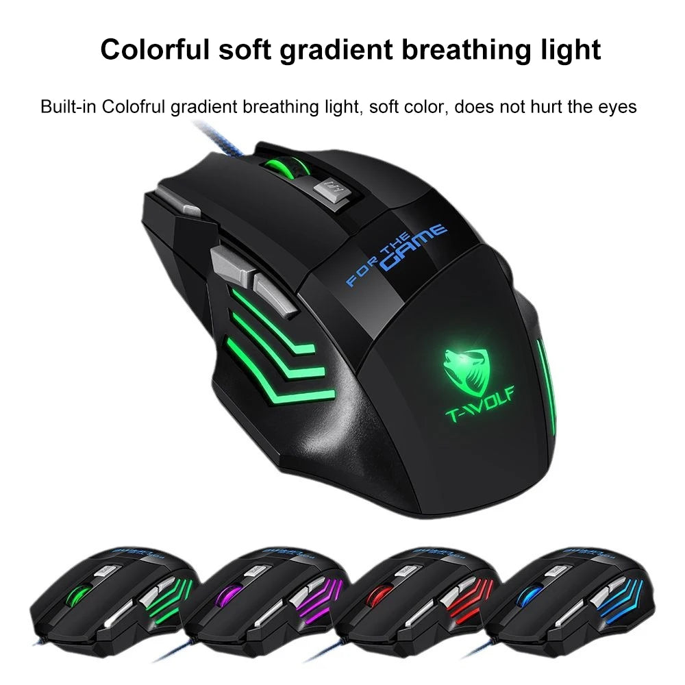 KEBIDUMEI Wired Gaming Mouse RGB Backlit 7 Button Ergonomic USB Mouse 2400 DPI Adjustable DPI Optical Mouse for PC Laptop