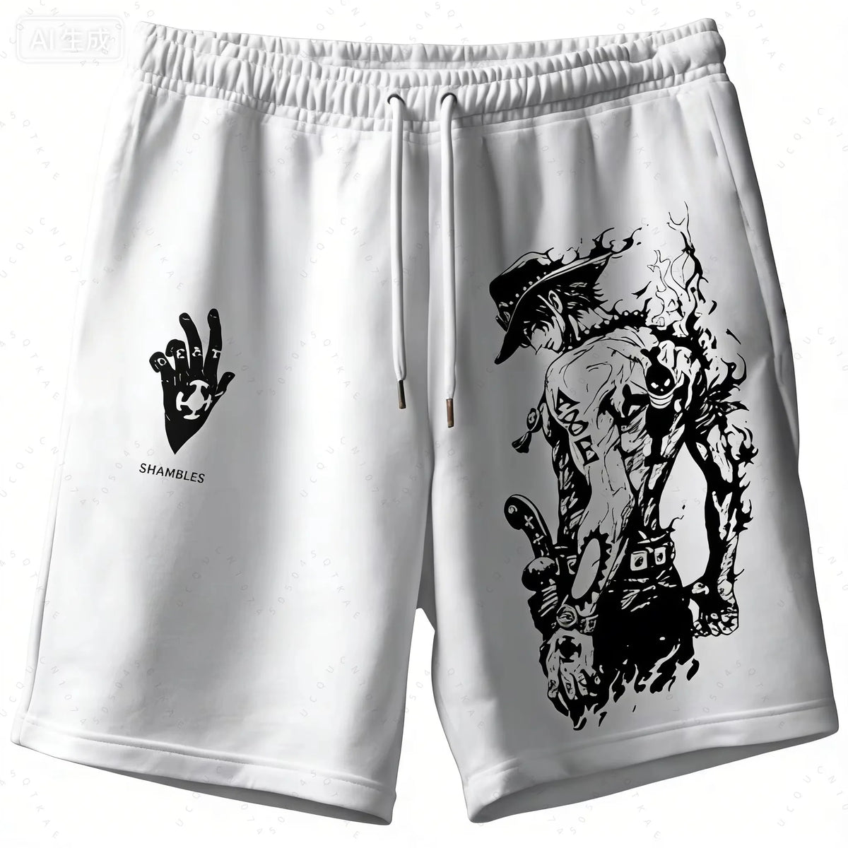 ONE PIECE Animation Luffy Sauron Peripheral Printed Shorts American Summer Men's Daily Loose Sports Breathable Shorts