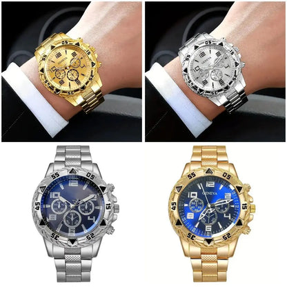 Men’s Luxury Stainless Steel Quartz Watch  Large Dial Business & Casual Wristwatch