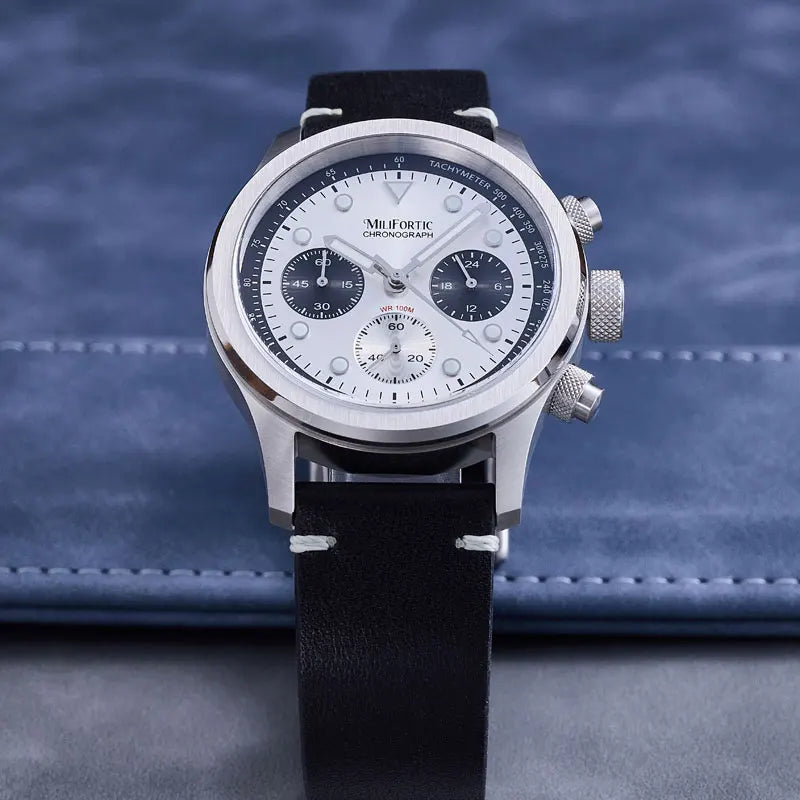 Milifortic 39MM Fashion Chronograph Watch Man R086 Retro C3Luminous Stainless Steel Waterproof 100M VK63 Quartz Watches For Man