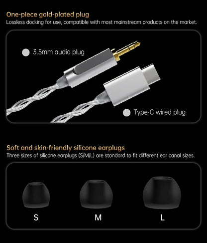 CCA Phoenix HiFi Earphones Dynamic Drive LCP Diaphragm Earphones Noise Cancelling Replaceable 2PIN Cable Gaming Wired Earphone
