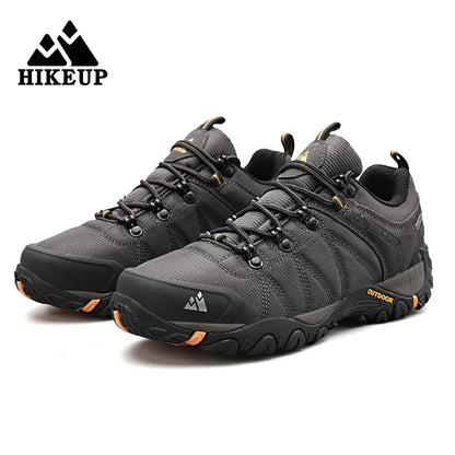 HIKEUP Celoroční pánské turistické boty pro outdoorové sporty z pravé kůže, odolné proti opotřebení, horolezecké boty s gumovou podrážkou, trekingové tenisky
