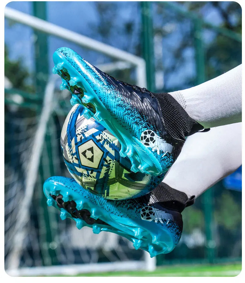 Men Women Football Boots High-top Non-Slip Soccer Sneakers Breathable Futsal Training Shoes Outdoor Grass Ankle Soccer Cleats