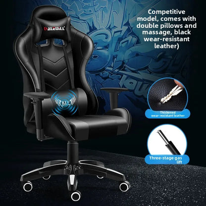 XMSJ Ergonomic Gaming Chair with Lumbar Support, High Back Leather Gaming Chair, Adjustable Armrest Reclining Office Chair for PC Gamer Desk