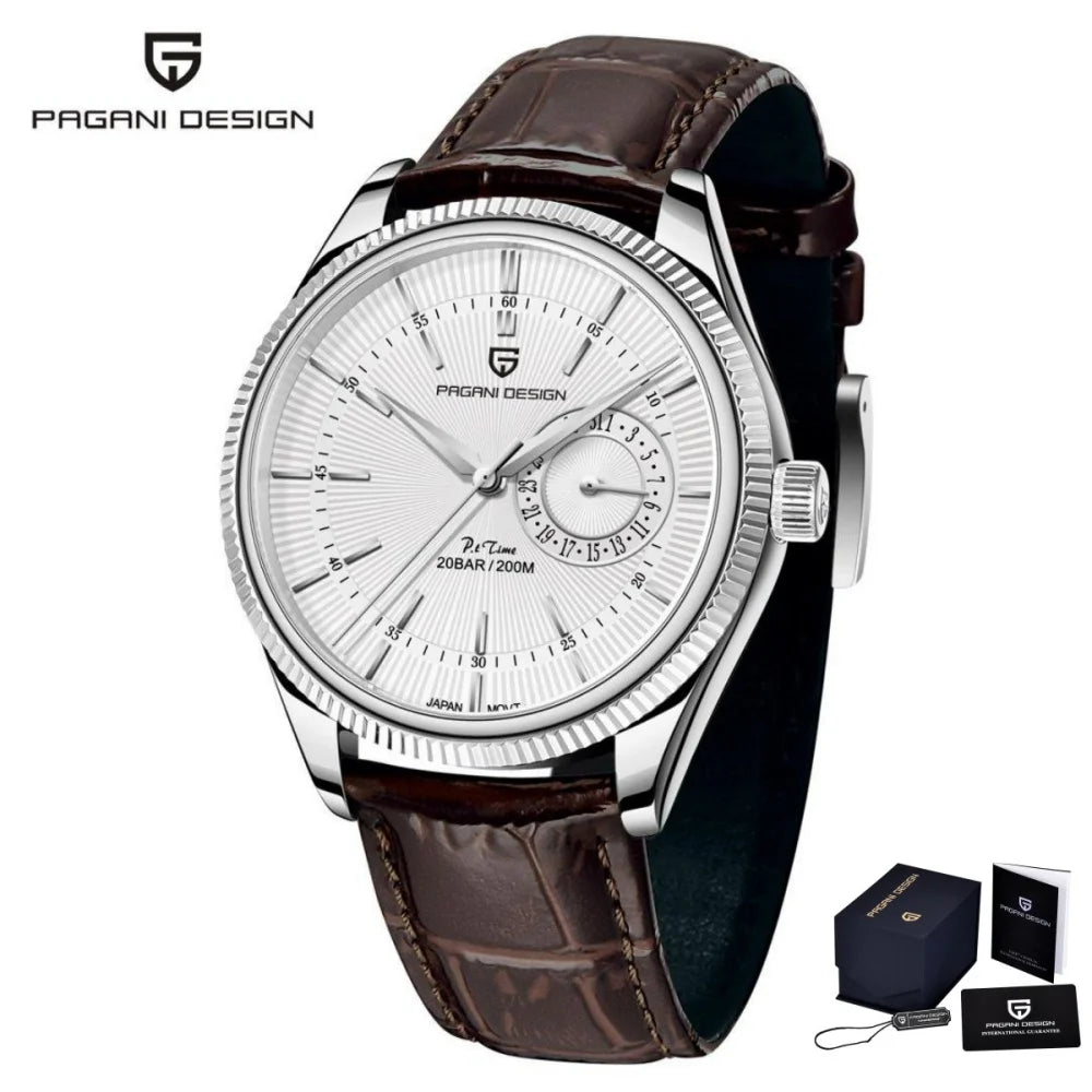PAGANI Design PD1689 Men Quartz Watch Japan VH65 Movt Sapphire Glass Leather Strap 20Bar Waterproof Men Wristwatch Reloj Hombre