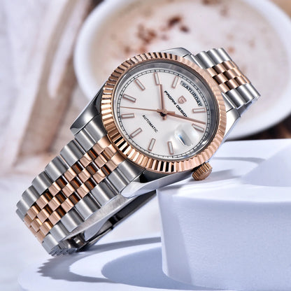 PAGANI DESIGN Luxury Men Watch Sapphire mirror Luminous Stainless Steel Watch Week Date Mechanical Waterproof ST16 Man watch