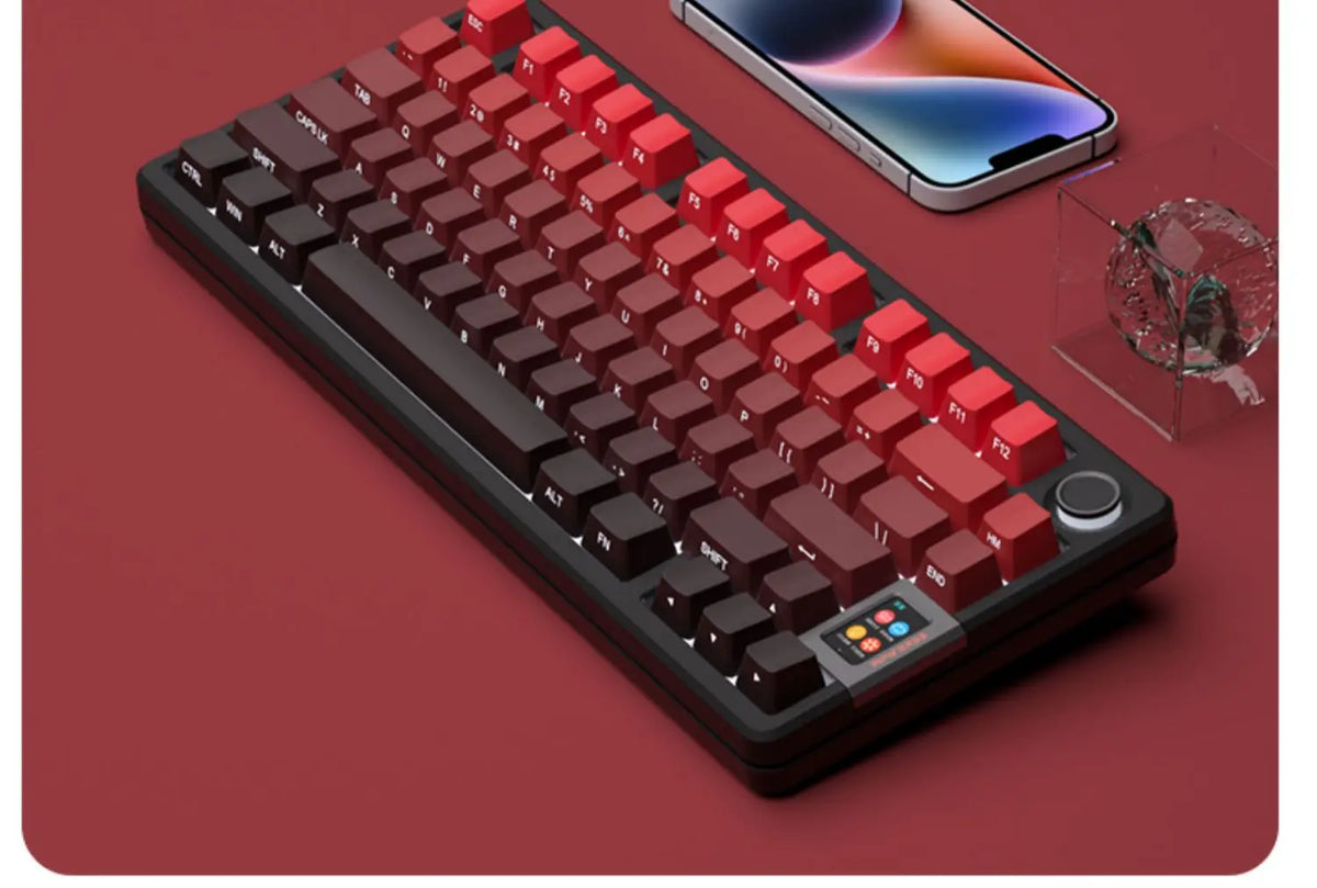 OEM PBT Side Engraved Keycaps for Mechanical Keyboard, 136-Key Red & Black Gradient Keycaps for MX Switch 60/64/84/98/108 Gaming Mechanical Keyboard