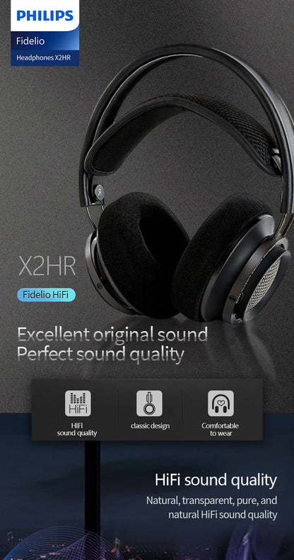 Philips X2HR Fidelio HiFi Stereo Wired Headphones – Premium 50mm Drivers, Deep Bass Over-Ear Comfort Headset for Gaming, Music & Studio Monitoring