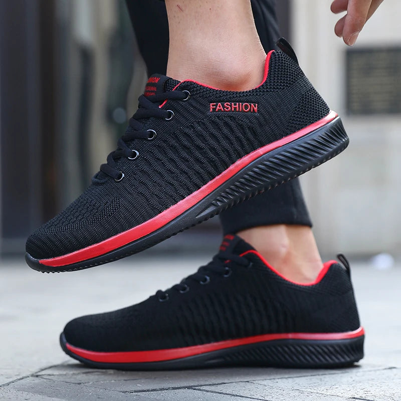 Men's Mesh Running Sneakers Athletic Gym Lightweight Men Causal Shoes 2025 Fashion Breathable Knit Walking Footwear Size 39-46