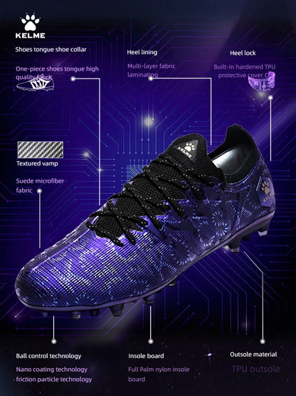 KELME Adult Football Shoes Men's Disease Electric 3.0 Short Spikes MG Professional Match Training Shoes Breathable