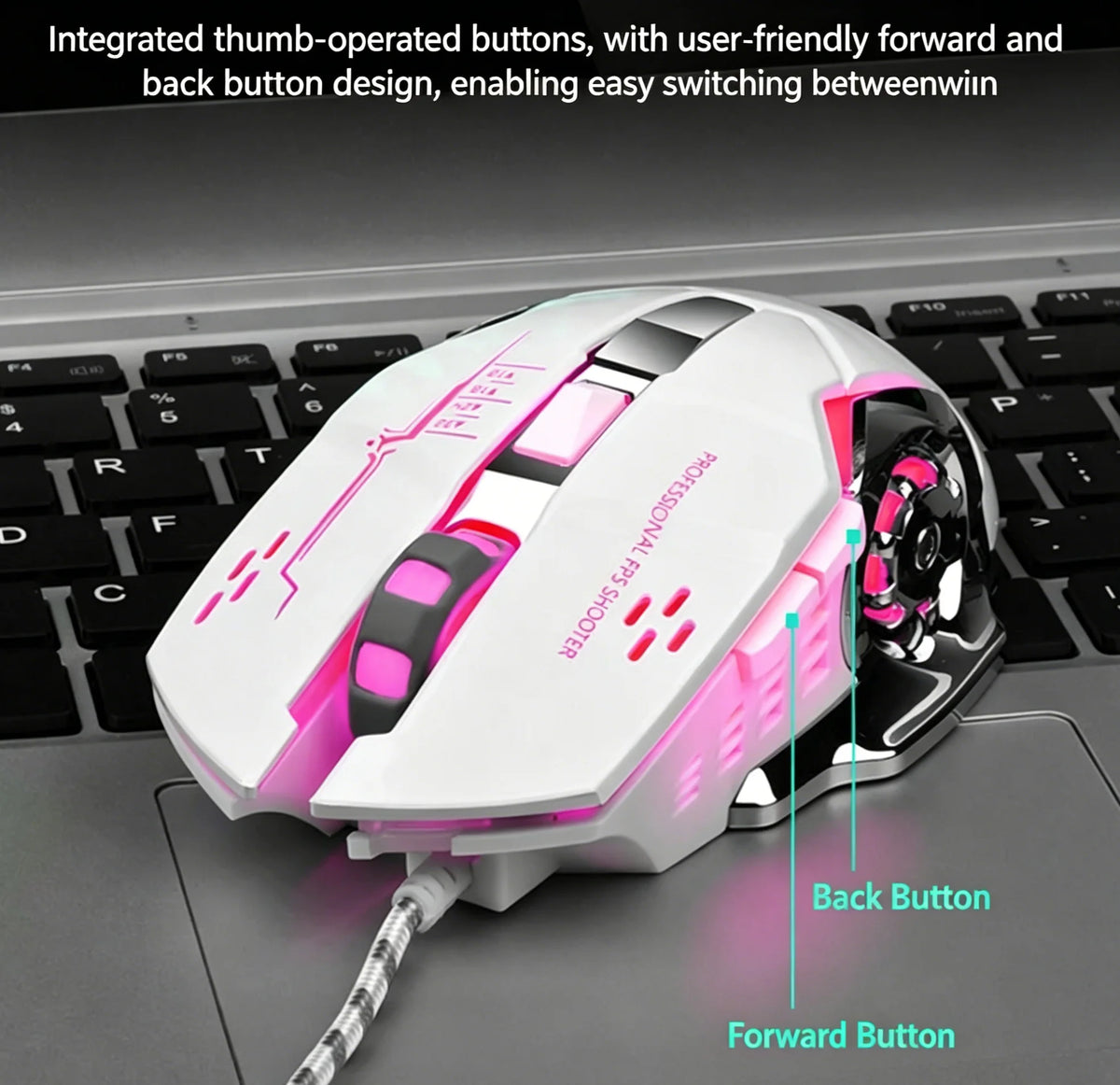 Mouse RGB dual-mode cablato e wireless 2.4G, mouse gaming ricaricabile silenzioso, mouse regolabile 3600 DPI per laptop