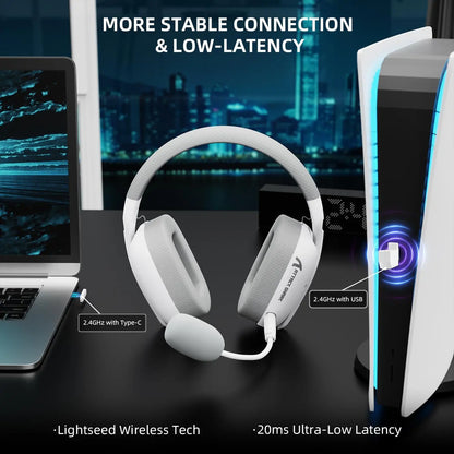 ATTACK SHARK L80PRO Wireless Gaming Headset Tri-Mode Bluetooth Gaming Headphones with Dual Microphone, Low Latency, Premium Gaming Audio