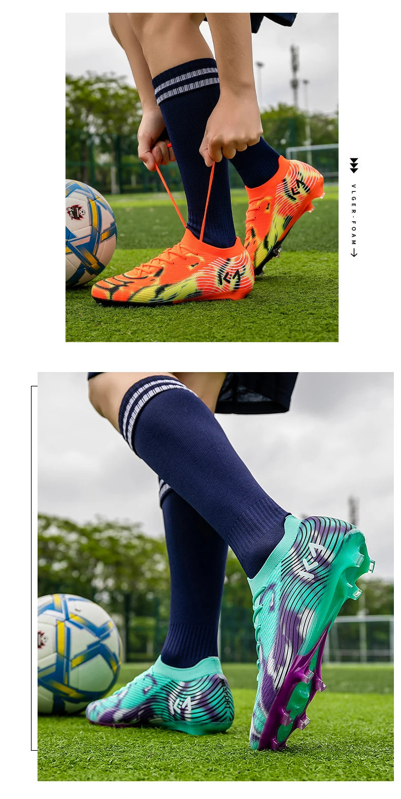 New Men Soccer Shoes Match Outdoor Sneakers Grass Cleats Hot-selling Football Boots Non-Slip Boys High-quality High-top Light