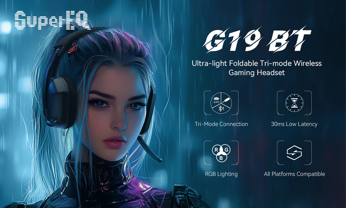 EKSA G19BT 2.4GHz Wireless RGB Headphones With Mic USB/type C Transmitter Over-Ear Gaming Headset