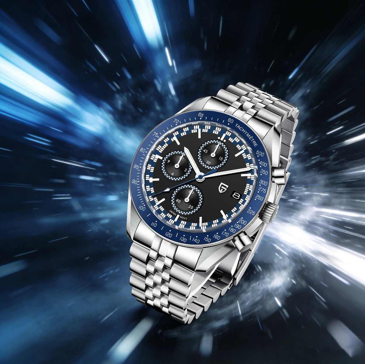 PAGANI DESIGN Top Luxury Men's Quartz Watch Business Elite VK67 Stainless Steel Sapphire Glass 100m Dive Calendar Luminous Watch