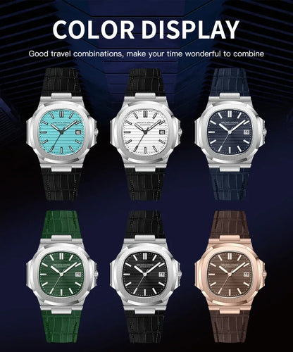 Relógio de homem Specht & Söhne 40 mm em ouro rosa, Japão, Miyota 8215, mecânico automático, aço, cristal de safira, resistente à água até 50 m