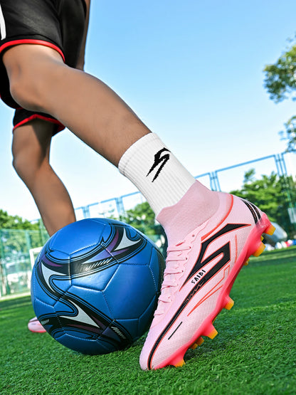 AG/FG Football Boots Unisex Kids Youth PU+Fabric Upper TPU Sole Anti-Slip Durable Outdoor Sports Pitch Training Shoes