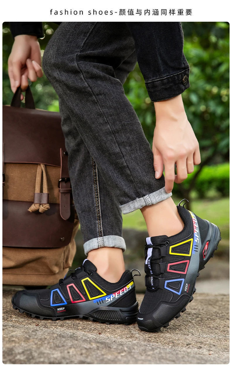 Men Waterproof Hiking Shoes Wear-Resistant Outdoor Shoes Leather Hiking Hunting Tactical Sports Shoes Men