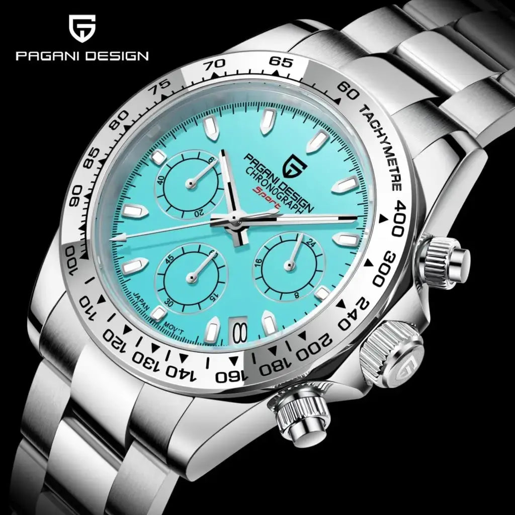 Pagani Design VK63 Fashion Men's Quartz Watch Luxury Sapphire Glass Timing Code Watch Stainless Steel Waterproof 10 Bar PD1727