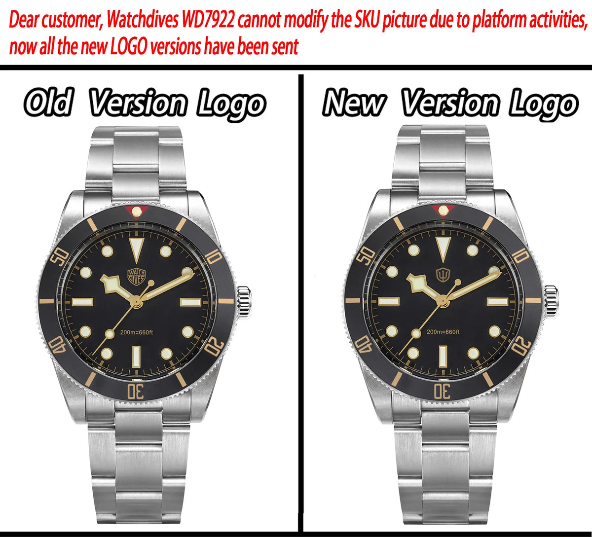 Watchdives WD7922 Quartz Watch Men VH31 Movement Sapphire Crystal 200m Waterproof Wristwatch Luminous 37mm Vintage BB54 Watches