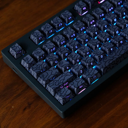 KYOMOT 135 Keys PBT Side Print Keycap Double Shot Cherry Profile Shine Through Keycaps for MX Switch Games Mechanical Keyboard