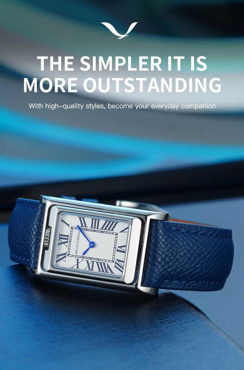 2025 New Specht & Söhne Double Face Square Watch For Men Sports Watches Overturn Stainless Steel Sapphire Crystal 50M Waterproof