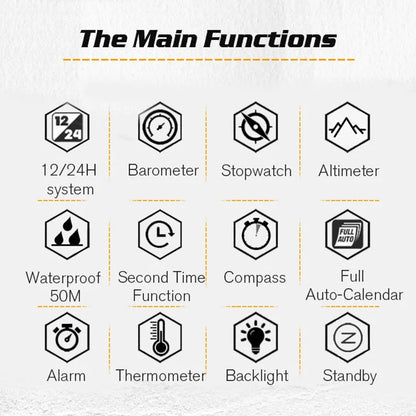 NORTH EDGE Men's Sports Digital Watches Business Luxury Watch For Men Waterproof 50M Altimeter Barometer Compass Luminous Clock