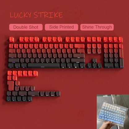 OEM PBT Side Engraved Keycaps for Mechanical Keyboard, 136-Key Red & Black Gradient Keycaps for MX Switch 60/64/84/98/108 Gaming Mechanical Keyboard