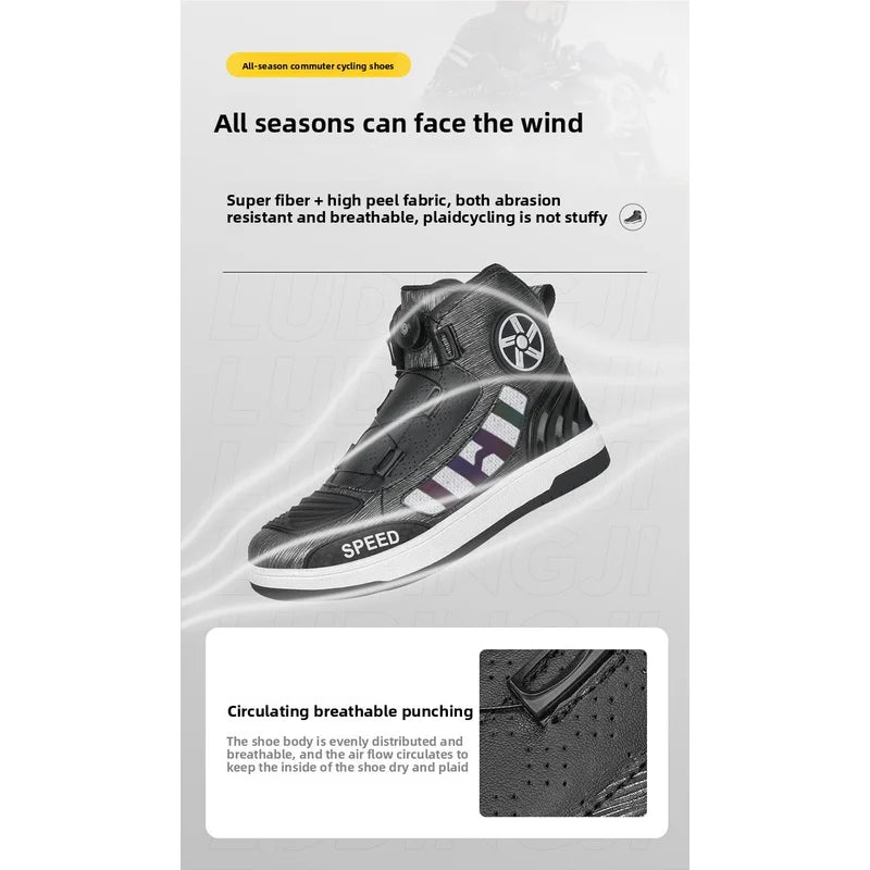Motorcycle professional protective riding boots four season new fashion breathable anti slip men's outdoor off-road riding shoes