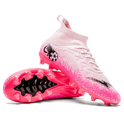 Men Women Football Boots High-top Non-Slip Soccer Sneakers Breathable Futsal Training Shoes Outdoor Grass Ankle Soccer Cleats
