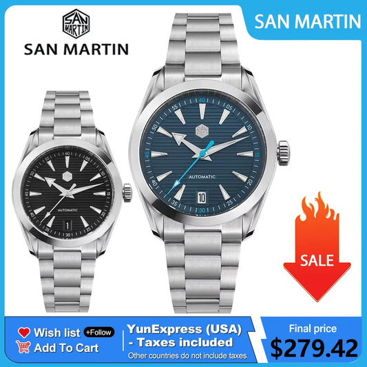 San Martin 38mm Chronometer Men Watch SN0113W V2 ST2130 Automatic Movement Sapphire BGW9 Luminous Waterproof 100m Watches