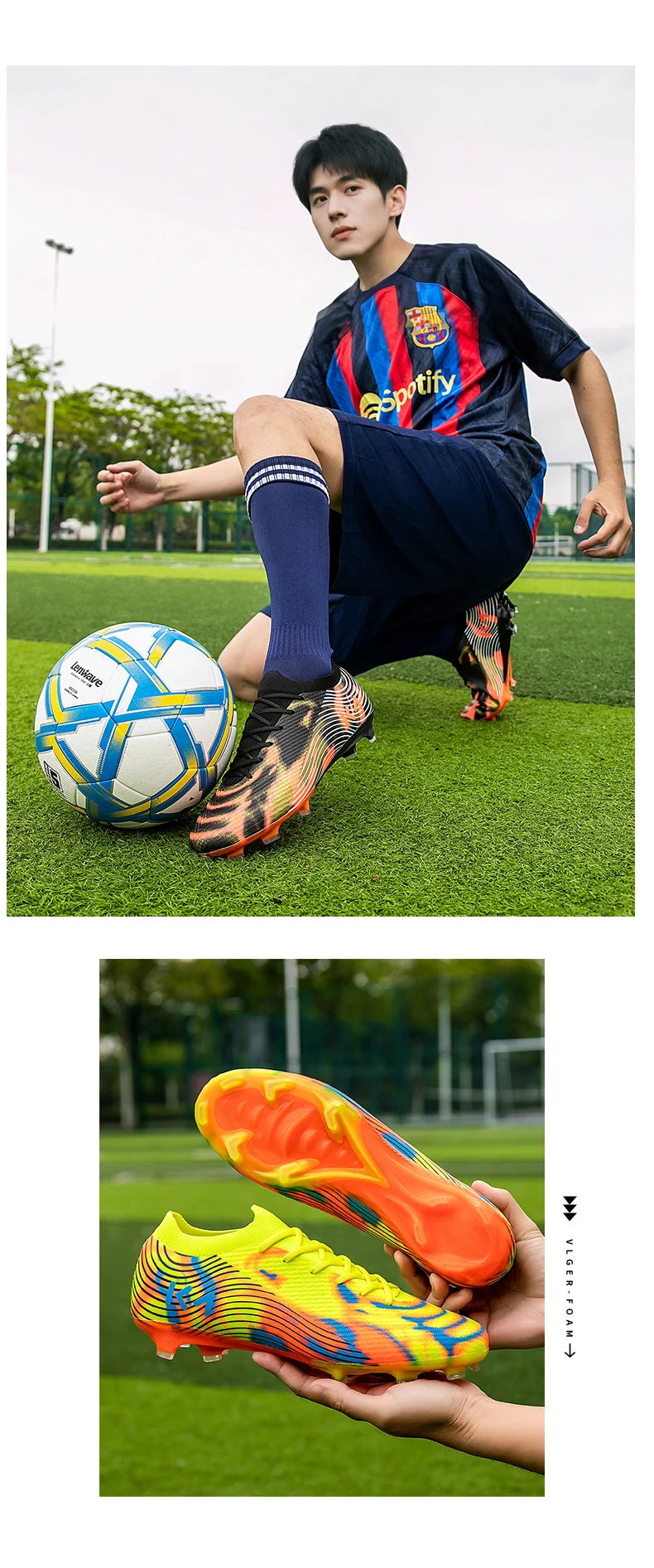 New Men Soccer Shoes Match Outdoor Sneakers Grass Cleats Hot-selling Football Boots Non-Slip Boys High-quality High-top Light