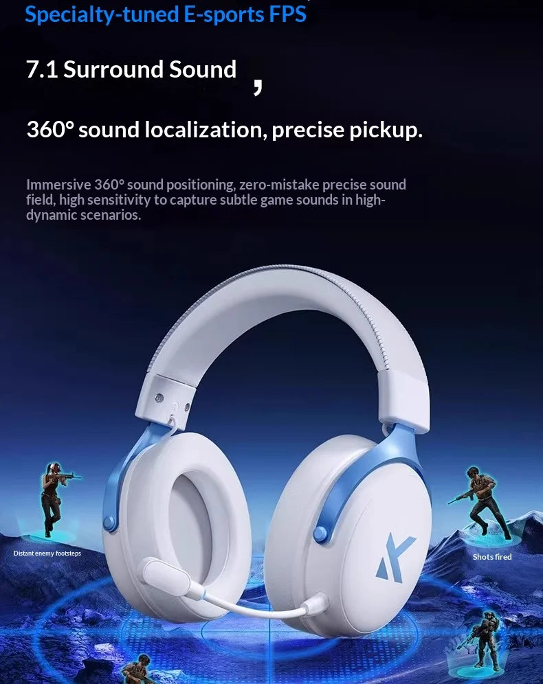 MCHOSE V9 Pro Wireless Gaming Headset with Microphone, Bluetooth Three Mode Gamer Headphones, ANC Noise Cancelling PC Gaming Headset