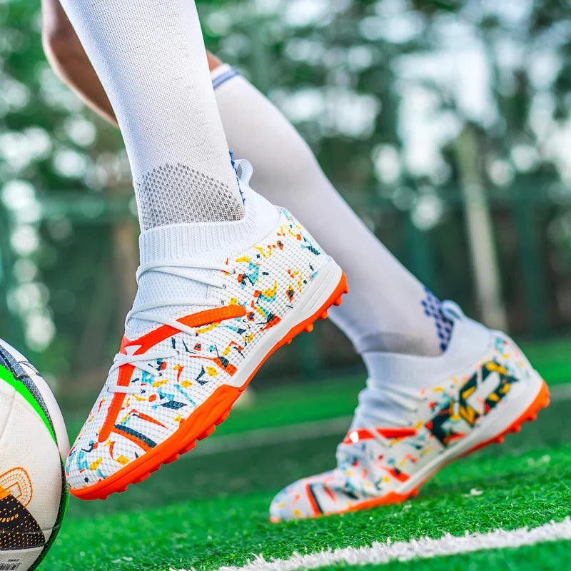 Turf Soccer Cleats Professional Men Football Boots Breathable Mesh Youth Soccer Shoes Anti Skid Male Sneakers Society Chuteira