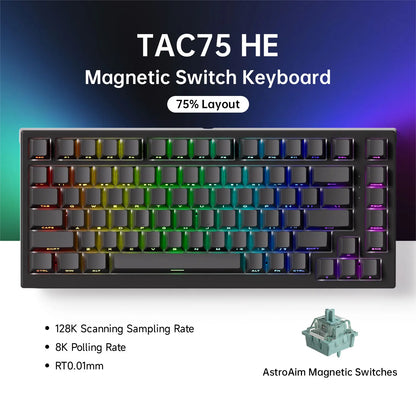 AKKO TAC75 HE Magnetic Switch Keyboard 75% Gaming Keyboard with Rapid Trigger, 8K Polling Rate, RGB Wired Custom Mechanical Keyboard for Esports