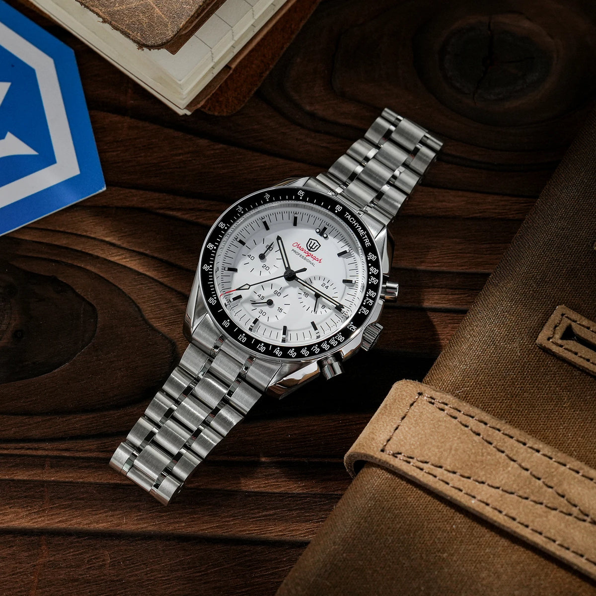 Watchdives WD1860 Watch VK63 Chronological Movement Stainless Steel Watch Sapphire AR Coating Night Light Retro Watches