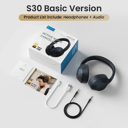 HAYLOU S30 Wireless Bluetooth 5.4 ANC Headphones 43dB Noise Cancelling Headsets with 40mm Driver, 80H Playtime Hi-Res Audio Earphones