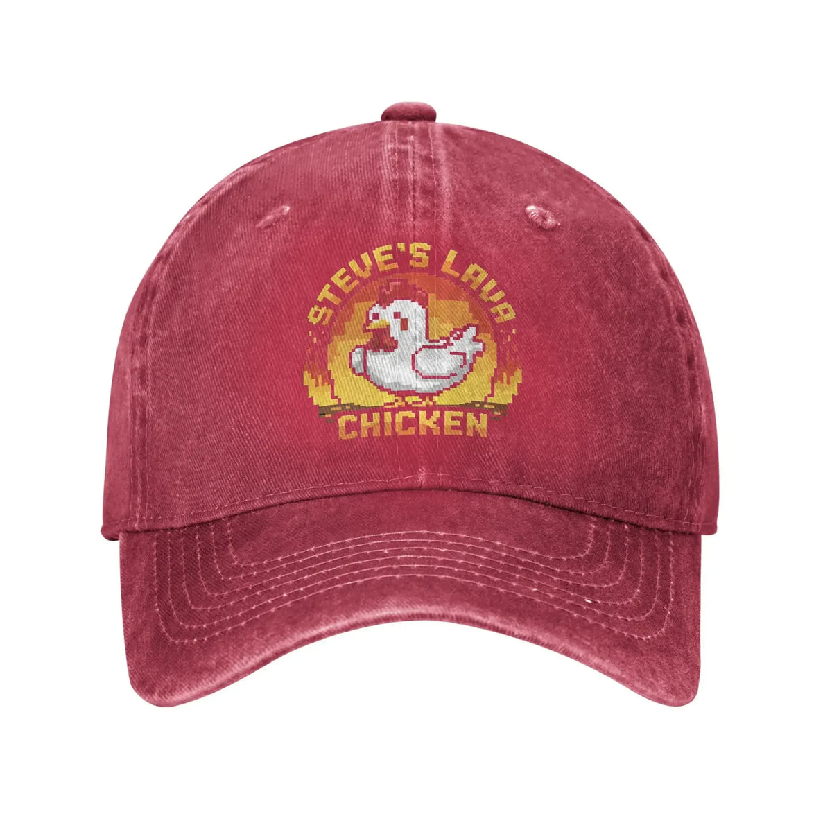 Unisex Chicken Jockey Lava Chicken Print Steves Hat Fashion Distressed Washed  Baseball Cap Adjustable