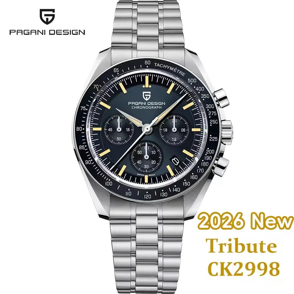 PAGANI DESIGN Moon Men's Watches Gold Luxury Quartz Watch Men Speed Sports Chronograph AR Sapphire Waterproof Luminous Man Gift