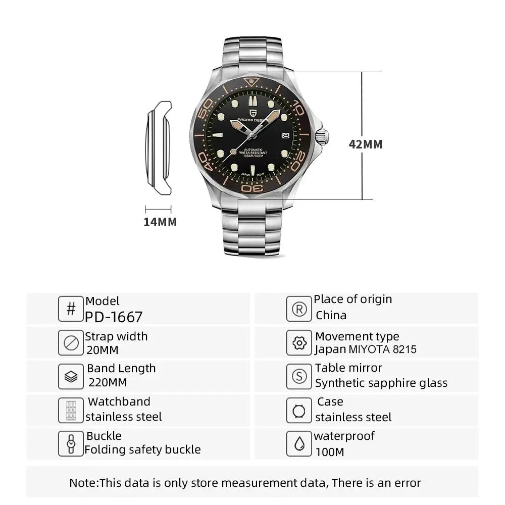 PAGANI DESIGN Men Watches 2026 New 007 Retro Luxury Automatic Watch For Men Mechanical Wristwatch Men Stainless steel Waterproof