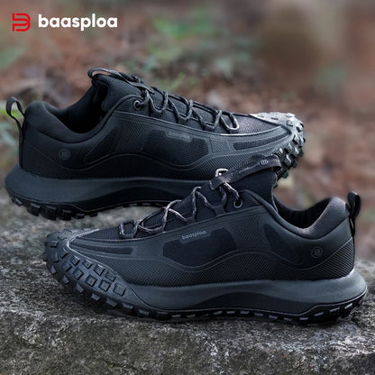 Baasploa Hiking Shoes Men Outdoor Waterproof Camping Resistant Non Slip Sneakers Male Casual Lightweight Lace-Up Walking Shoes