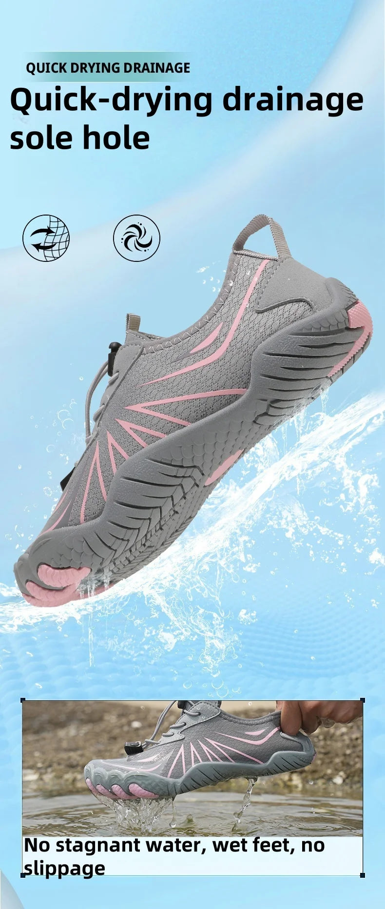 2025 New Quick-Drying Non-Slip Water Shoes for Men and Women Couples, Suitable for Outdoor Beach and Indoor Fitness