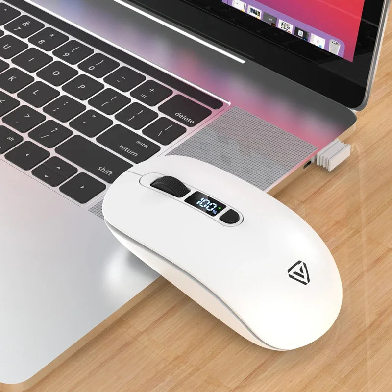 Lenovo Wireless Mouse Bluetooth 2.4G With Smart Display Silent Portable Silent Click Mouse Rechargeable Office Computers Laptops