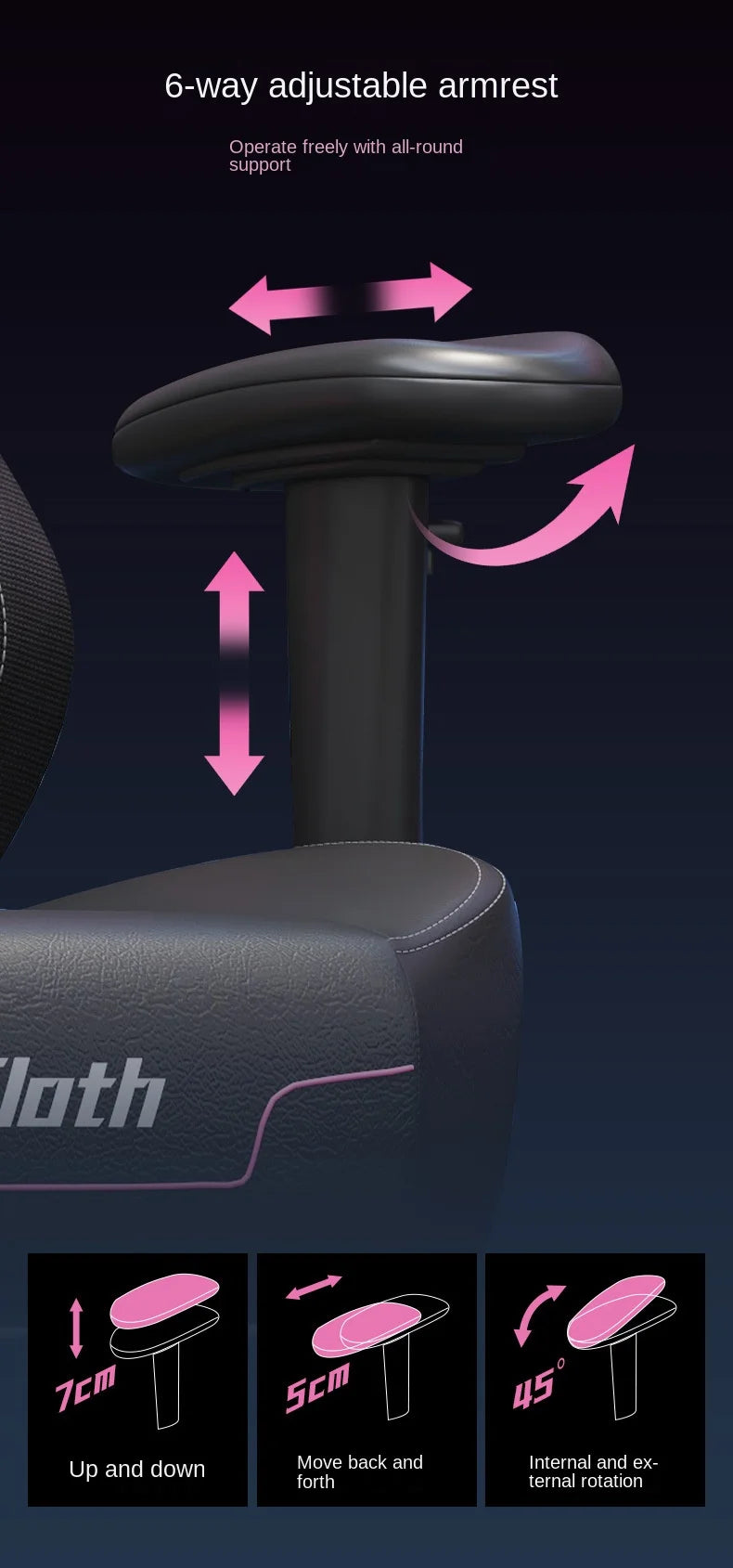 S8 Gaming Chair with 3D Armrests, Ergonomic Adjustable Backrest, Computer Office Chair, Leather Gamer Chair with Nylon Feet