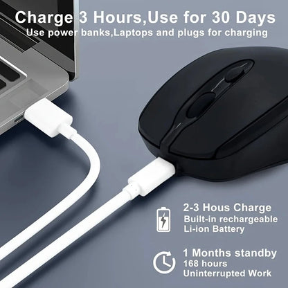 Mouse wireless compatibile Bluetooth 2.4G ricaricabile, mouse wireless per computer USB silenzioso da gaming per PC, laptop, Macbook e tablet