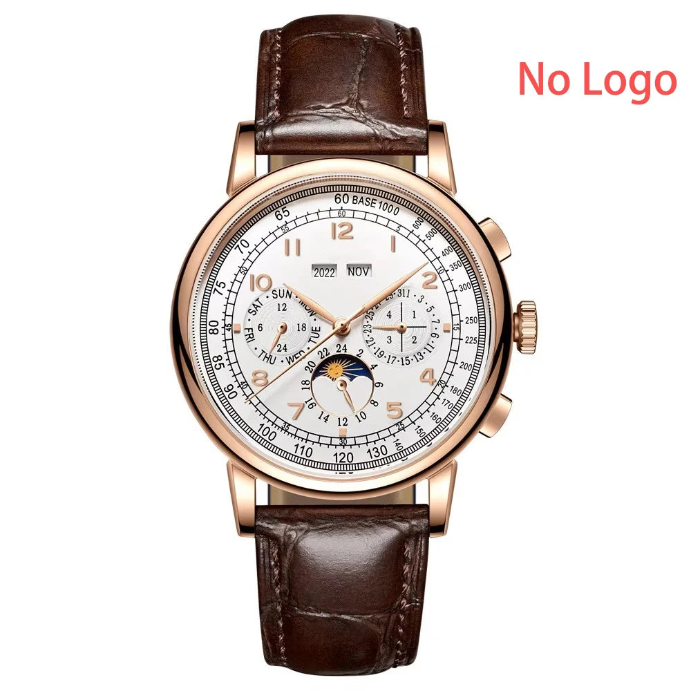CORGEUT Automatic Mechanical Luxury Watches For Man Business Multification Date Day Month Year 316L Mechanical Men's Watches
