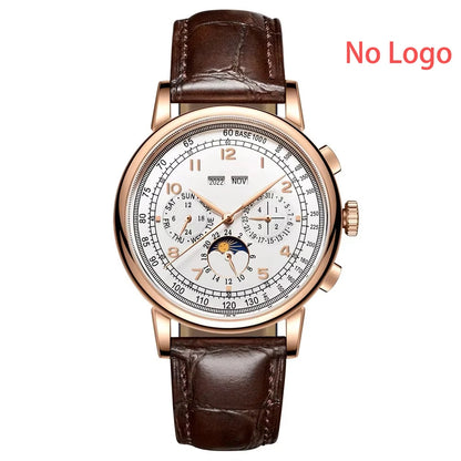 CORGEUT Automatic Mechanical Luxury Watches For Man Business Multification Date Day Month Year 316L Mechanical Men's Watches